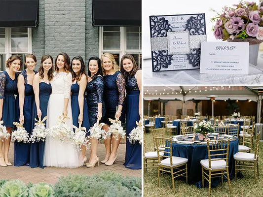 Navy Blue Wedding Color Palettes and Matching Invitations