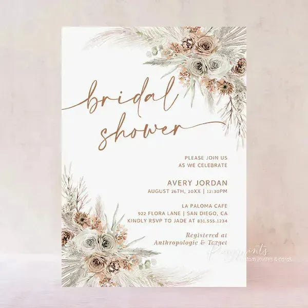 terracotta fall floral boho Bridal Shower Invitations RPB09 - Rosy Prints