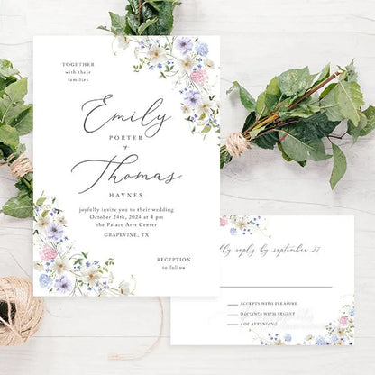 pastel wildflower garden wedding invitations ROSYV11 - Rosy Prints