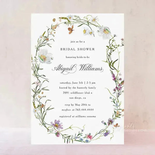 rustic greenery wildflower Bridal Shower Invitations RPB08 - Rosy Prints