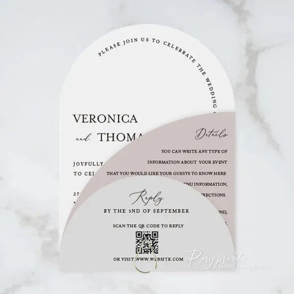 neutral tones arch stacked wedding invitations RPS02 - Rosy Prints