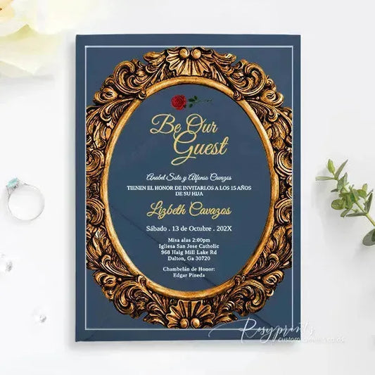 beauty and the beast acrylic quinceanera invitations ROSYA12 - Rosy Prints