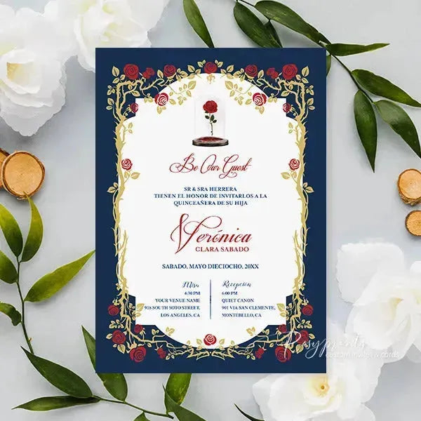 beauty and the beast inspired wedding invitations RPFLAT10 - Rosy Prints