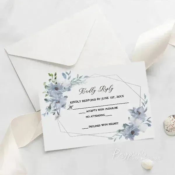 dusty blue and white acrylic wedding invitations ROSYA27