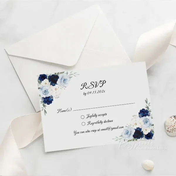 navy blue elegant acrylic quinceanera invitations ROSYA50