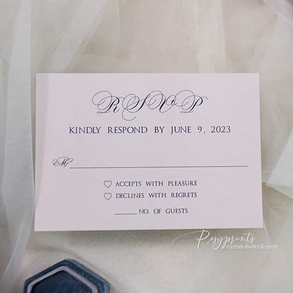 navy blue and blush pink pocket wedding invitations ROSYP45