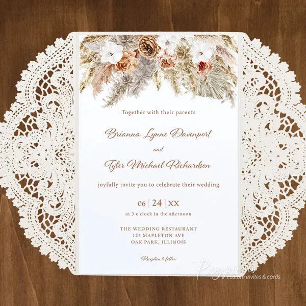 terracotta orange floral boho wedding invitations ROSG13 - Rosy Prints