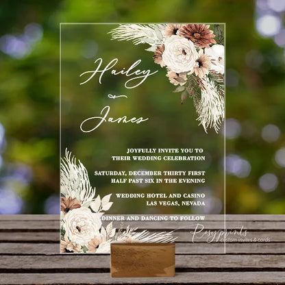 boho terracotta rust brown acrylic wedding invitations ROSYA91