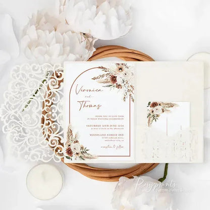 Boho terracotta floral wedding invitations ROSYP17