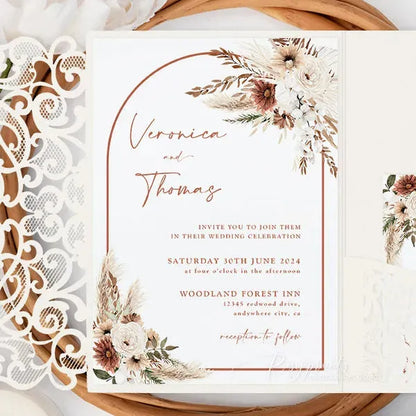 Boho terracotta floral wedding invitations ROSYP17