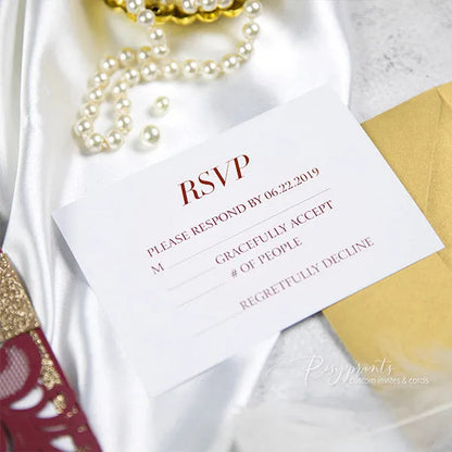 modern elegant burgundy and gold wedding invitations ROSYG21