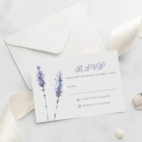 lavender purple flower acrylic wedding invitations ROSYA07 - Rosy Prints