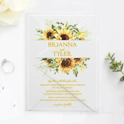 country sunflower acrylic wedding invitations ROSYA24