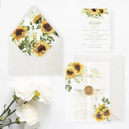 country sunflower acrylic wedding invitations ROSYA24