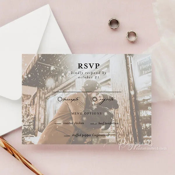 simple acrylic wedding invitations with custom picture ROSYA104 - Rosy Prints