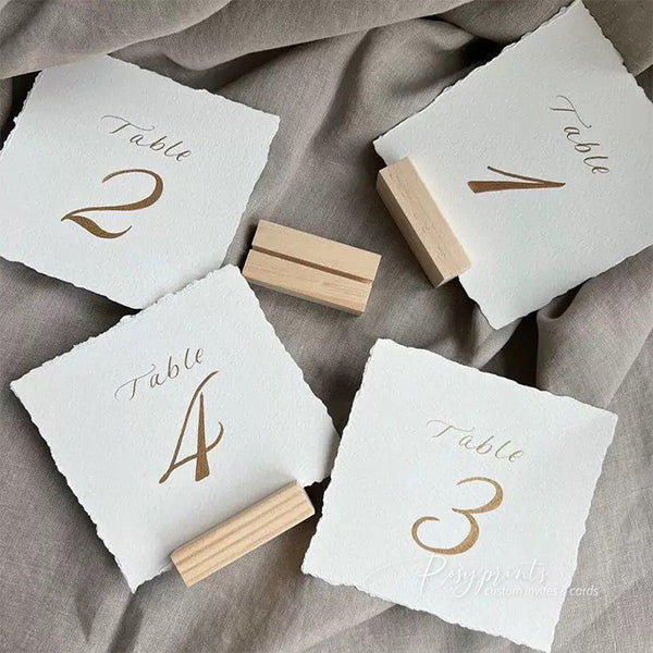 elegant table numbers with deckled edge paper ROSYTN02