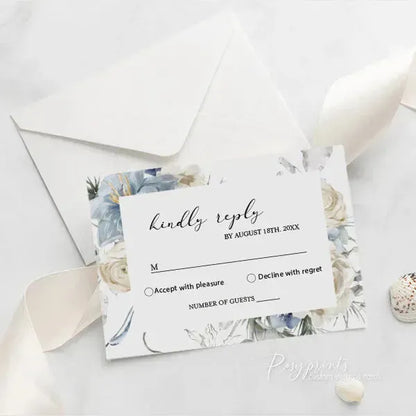 dusty blue and beige acrylic wedding invitations ROSYA34 - Rosy Prints