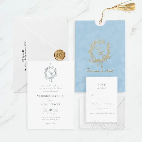 botanical wreath gold foil velvet wedding invitations ROSYP55