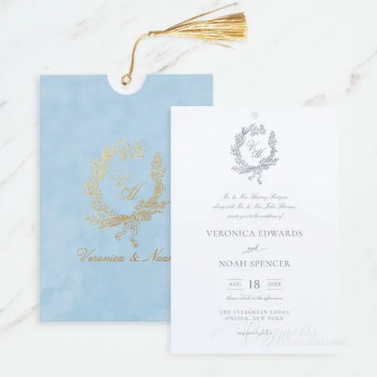 botanical wreath gold foil velvet wedding invitations ROSYP55