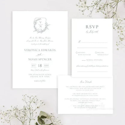 dusty blue white floral vellum wedding invitations ROSYV06