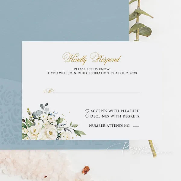 dusty blue white and gold pocket wedding invitations ROSYP31 - Rosy Prints