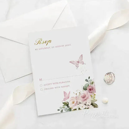 pink butterfly quinceanera acrylic invitations ROSYA28 - Rosy Prints