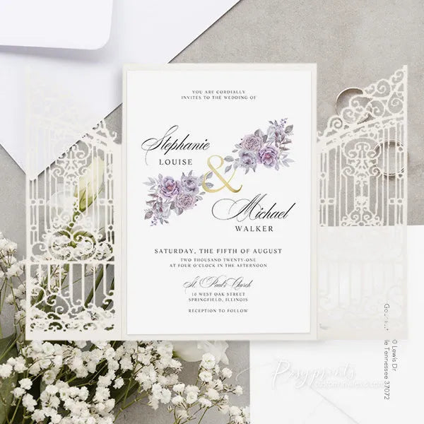 rustic dusty purple and mauve wedding invitations ROSG30