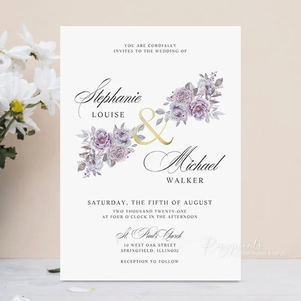 rustic dusty purple and mauve wedding invitations ROSG30