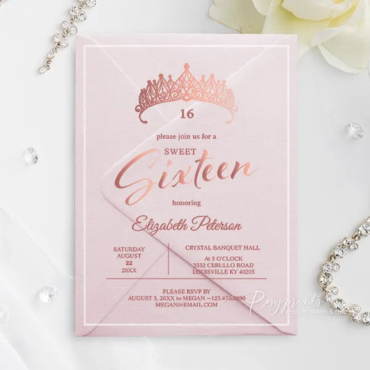 custom elegant acrylic sweet sixteen invitations ROSYA66