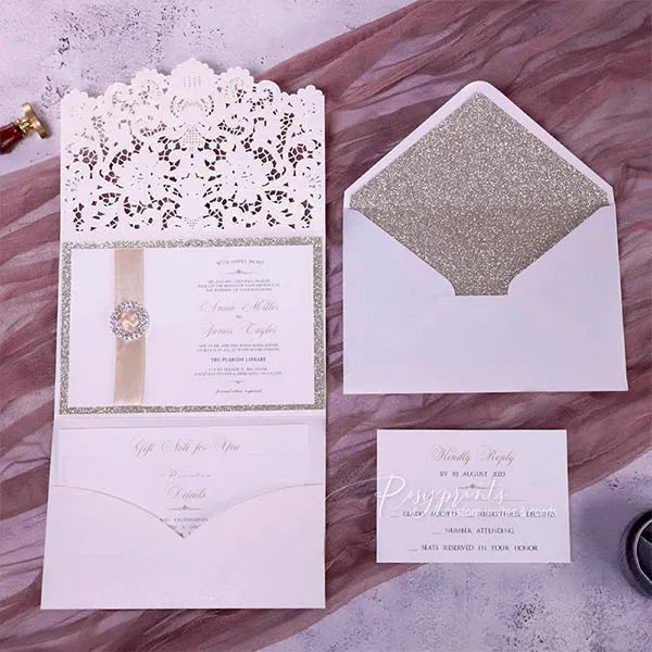 formal ivory and gold vintage wedding invitations