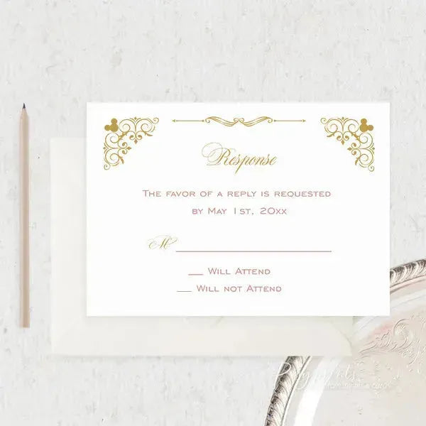 gold and pink fairytale wedding invites ROSG14