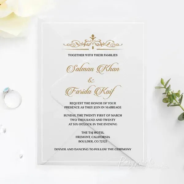 gold clear acrylic wedding invitations ROSYA08gold clear acrylic wedding invitations ROSYA08