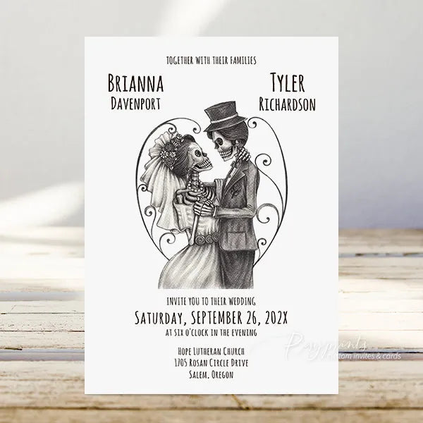 spooky gothic skeleton Halloween Wedding Invitations RPS37 - Rosy Prints