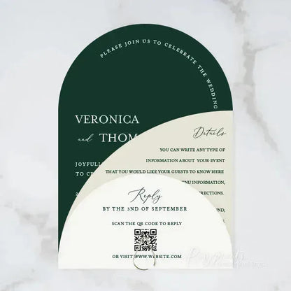 emerald green arch stacked wedding invitations RPS05 - Rosy Prints