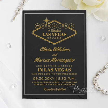 Las Vegas destination acrylic wedding invitations ROSYA99 - Rosy Prints