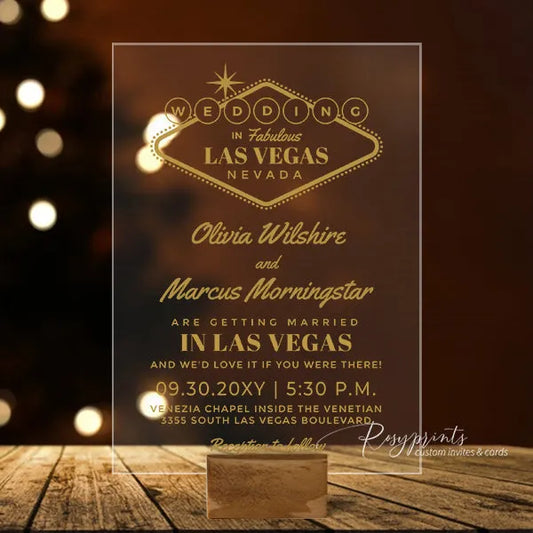 Las Vegas destination acrylic wedding invitations ROSYA99 - Rosy Prints