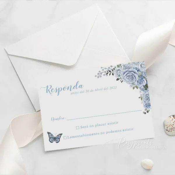 light blue silver acrylic sweet 16 invitations ROSYA79 - Rosy Prints