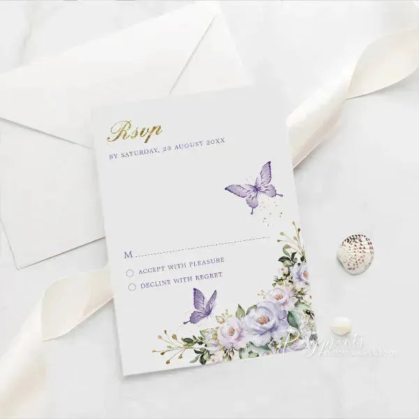 purple butterfly acrylic quinceanera invitations ROSYA46