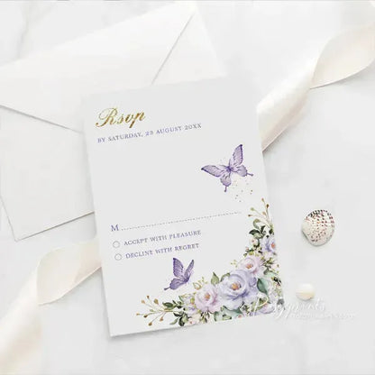 purple butterfly acrylic quinceanera invitations ROSYA46 - Rosy Prints