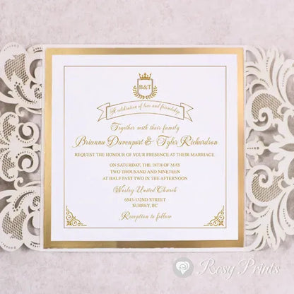 sparkle gold foil gatefold wedding invitations ROSYF04