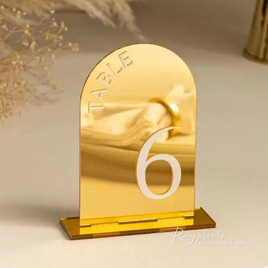 white and mirror gold acrylic table numbers, 5sets - Rosy Prints