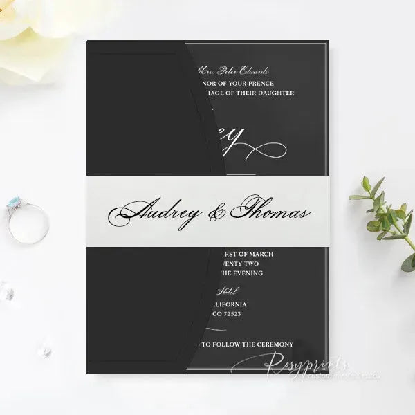 modern black and white acrylic wedding invitations ROSYA26 - Rosy Prints