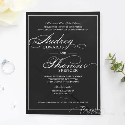 modern black and white acrylic wedding invitations ROSYA26 - Rosy Prints