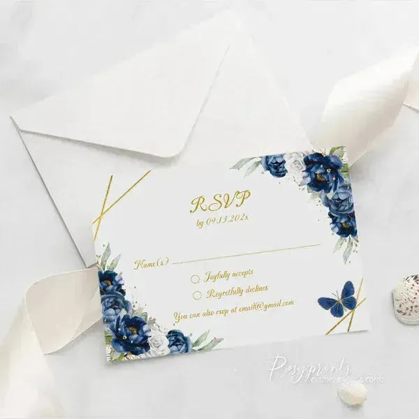 navy blue princess quinceanera acrylic invitations ROSYA37