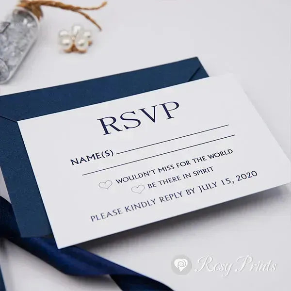 elegant navy blue wedding invitations with silver liners ROSYG03 - Rosy Prints