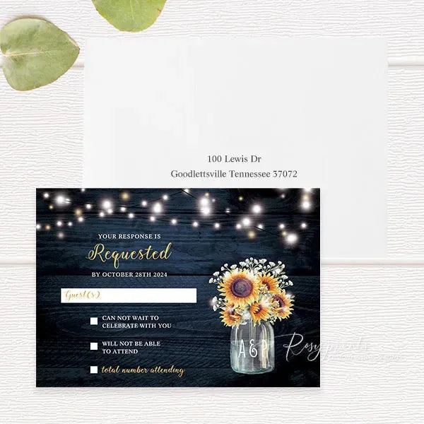 mason jar sunflower wedding invitations RPFLAT22 - Rosy Prints