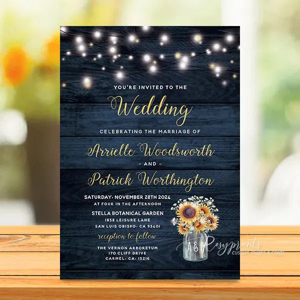 mason jar sunflower wedding invitations RPFLAT22 - Rosy Prints