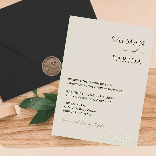 minimalist neutral stacked wedding invitations RPS19