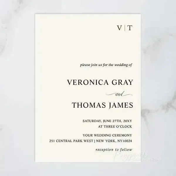 minimalist Tonal Stacked wedding invitations RPS10 - Rosy Prints