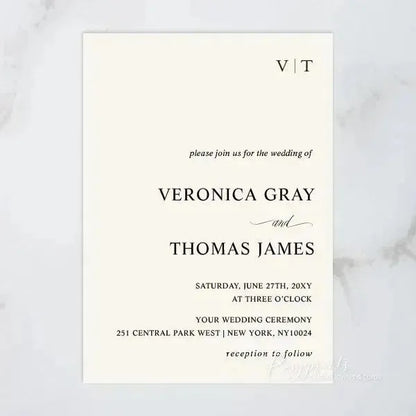 minimalist Tonal Stacked wedding invitations RPS10 - Rosy Prints